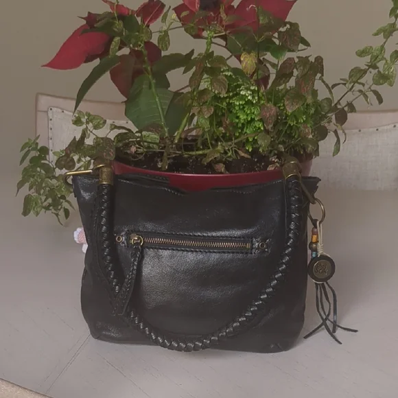 The Sak Black Leather Shoulder Bag with Braided Handle - Picture 2 of 10